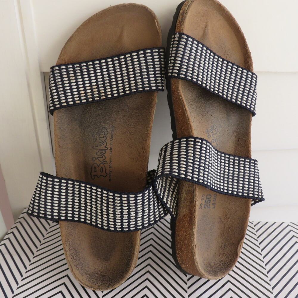 Birkenstock Curacao Birki's Sandals 8 Or 39 Black White Stretch Comfort Women's
